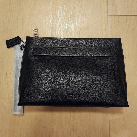 COACH pebbled leather zip pouch clutch bag - Picture 1 of 7